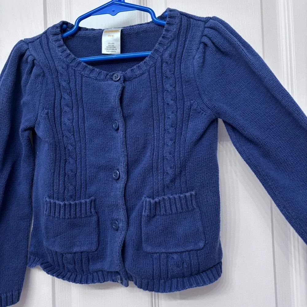 Blue Cable-Knit Cardigan | Gymboree XS (4)